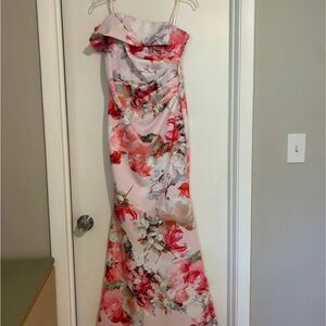 Eliza J Pink Floral Strapless Maxi Dress